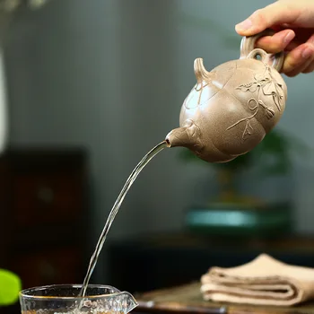 

Pumpkin pot Yixing authentic famous manual purple clay teapot Chinese Authentic tea set