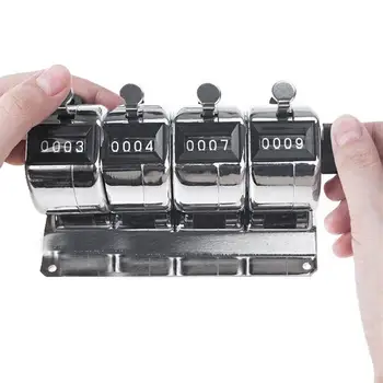 

4 Row 4-Digit Hand Held Tally Counter Digital Golf Clicker Metal Manual Mechanical Counter Tool for Jump Rope Sports Match