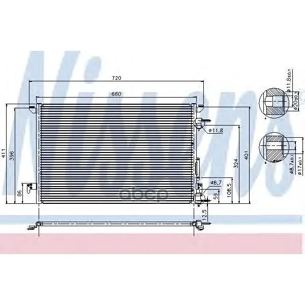 Конденсер Opel Vectra C 1.6-3.2 02- Nissens 94597 Nissens арт. 94597
