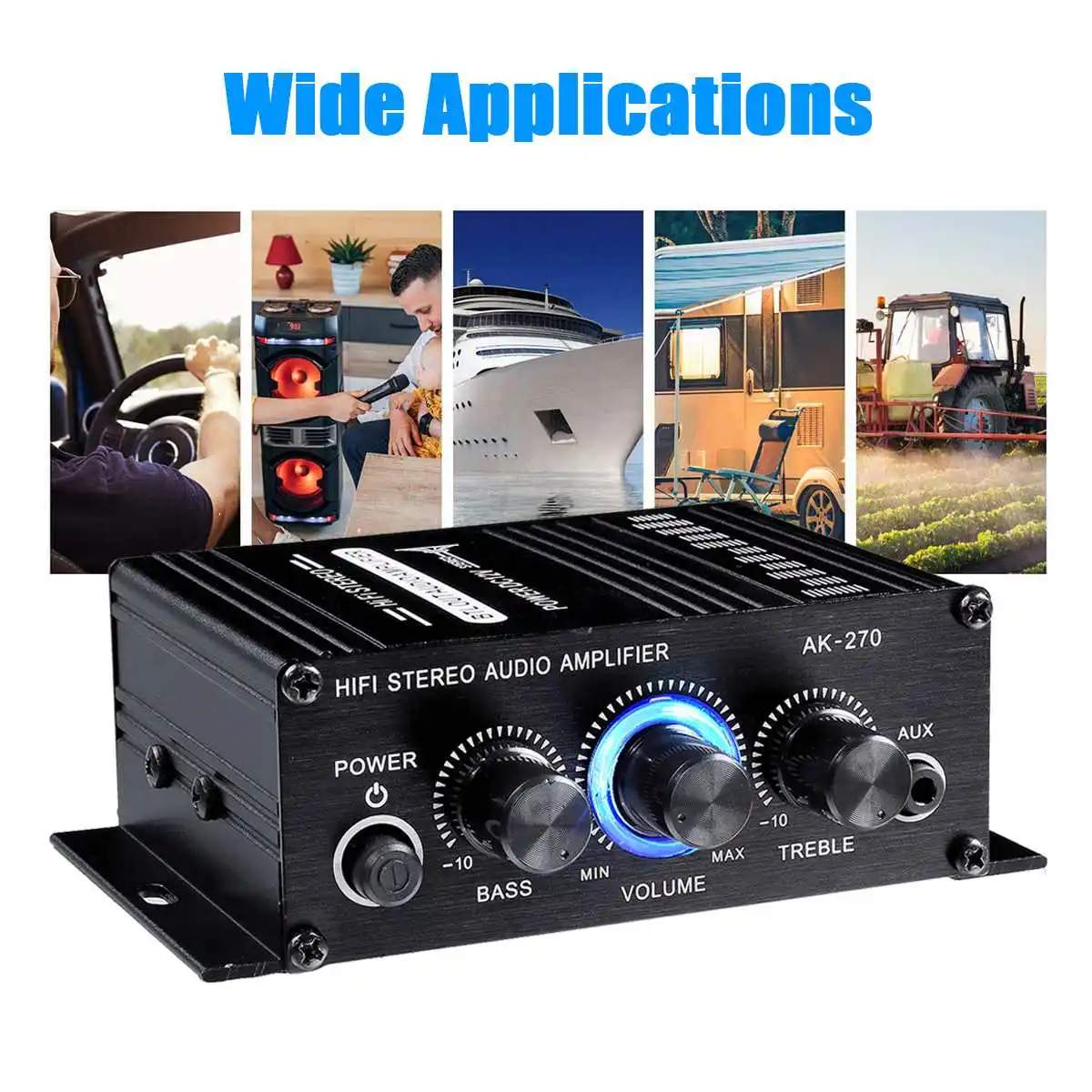 bluetooth receiver for amplifier AK270 400W 12V Hifi Power Amplifier Stereo Home Car BASS Audio Amp Music Player Car Speaker Class D Car Home Sound Power Amp AUX antenna amplifier