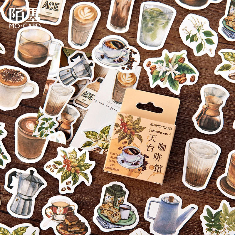 

46pcs/pack Rooftop Coffee Shop Vsco Stickers Scrapbooking Stickers For Kid Journal Planner DIY Crafts Scrapbooking Diary