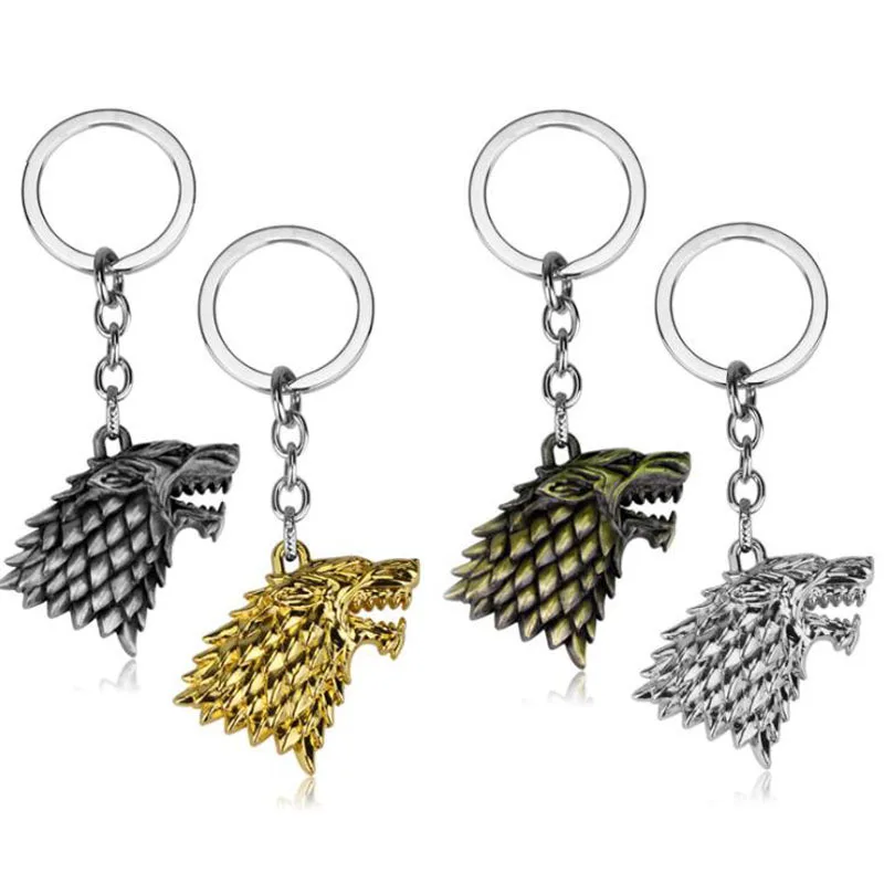 

20pcs/lot Men's Jewelry Keychains Game of Thrones Stark Logo Keyring Car Key Chains For Party Favors