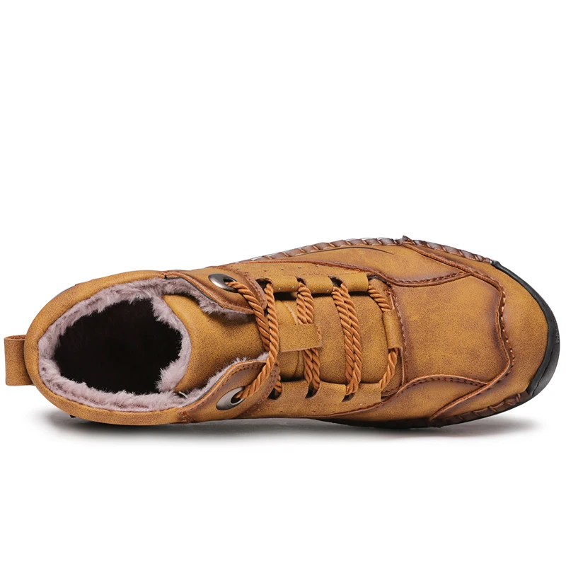 Мужские зимние кожаные ботинки черные теплые на шнуровке с мехом легкие