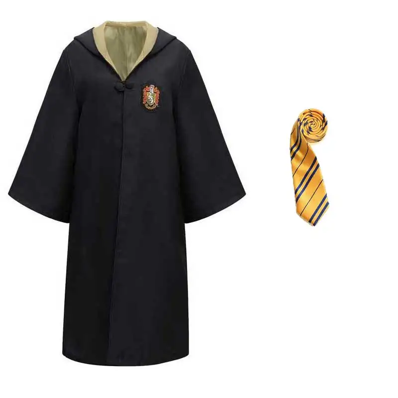thumbnail image 1 of Disfraz unisex de Hufflepuff para adultos, niños, niñas, mujeres y hombres, uniforme de la escuela de magia de Hermione, disfraz de mago Potter para Halloween, 1 of 5