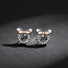 Серьги в виде мышей Минни для женщин и девочек, милые серьги с животными, инкрустированные сверкающим цирконием, Простые Модные ювелирные изделия, Прямая поставка