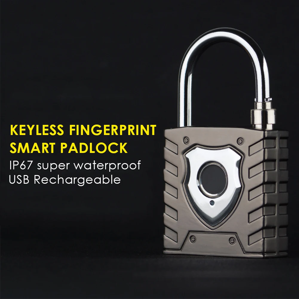 

Door Lock Keyless USB Rechargeable Fingerprint Smart Padlock Cabinet Home Anti Theft Luggage Quick Unlock Office Zinc Alloy