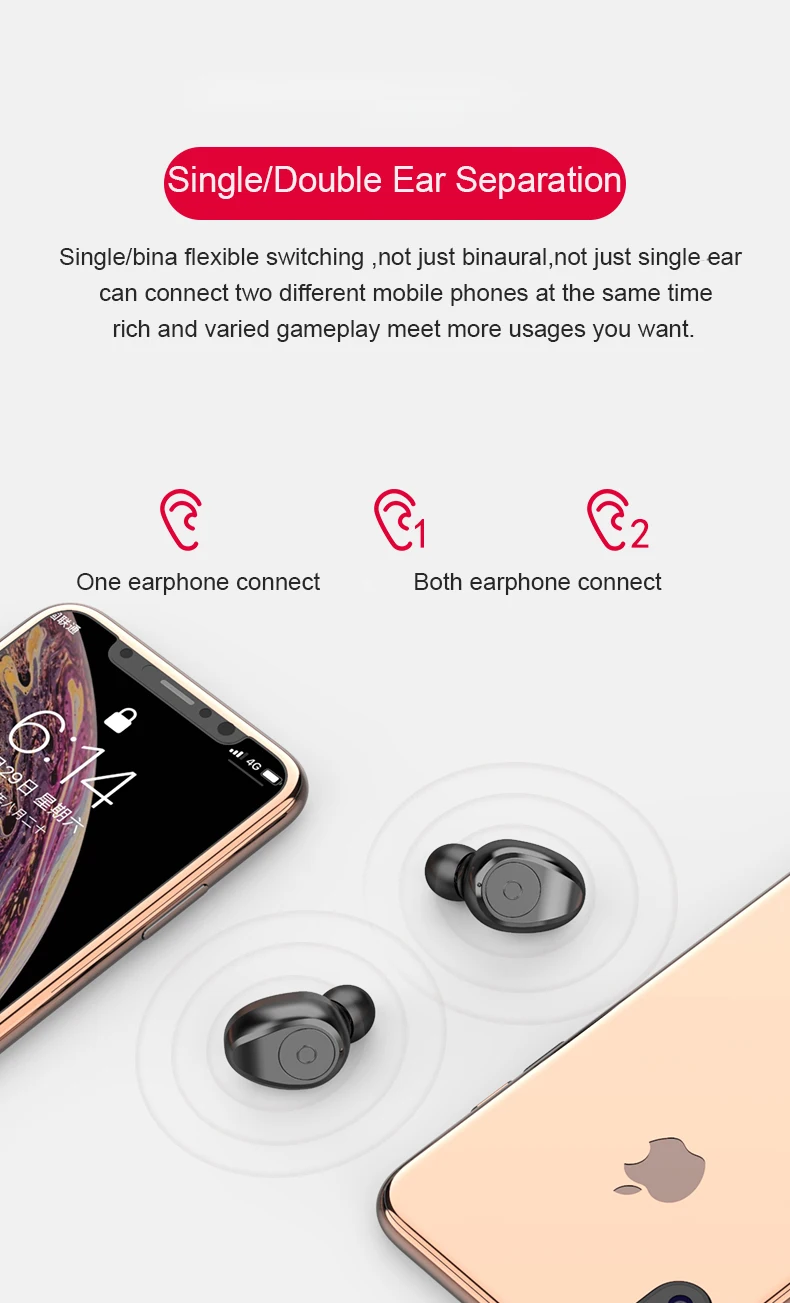 Tws беспроводные Bluetooth наушники с 5,0 зарядкой складские наушники для Xiaomi huawei