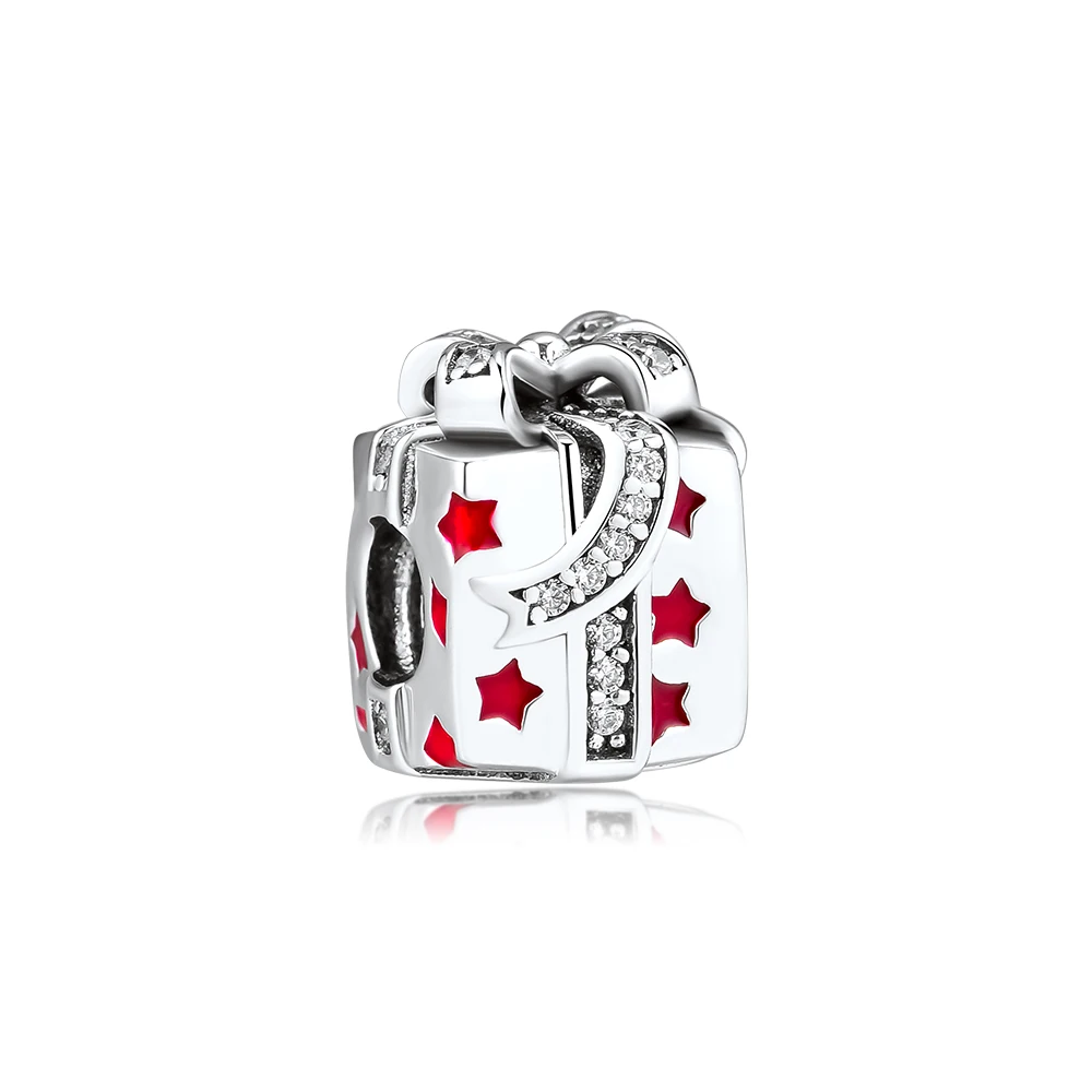 CKK 100% 925 Sterling-Silver-Jewelry Red Star Gift Box Charm DIY Fits for Making Charms Bracelets Christmas Festival Gifts | Украшения и