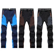 Высококачественные уличные мужские лыжные треккинговые брюки ветрозащитные водонепроницаемые толстые теплые флисовые софтшелл брюки для альпинизма походные брюки