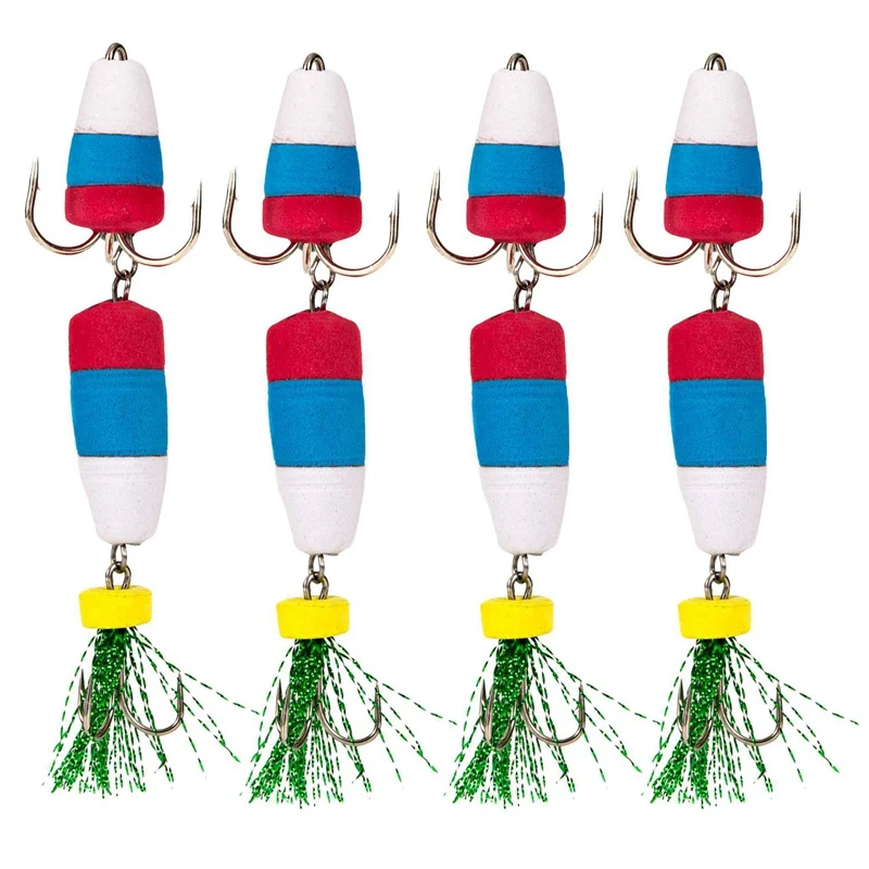  Fishing Lure 4 Pcs Bass Jig Swivel Soft Lure 9cm 3.4G Floats Fishing Insect Bait Swim Baits with Ho