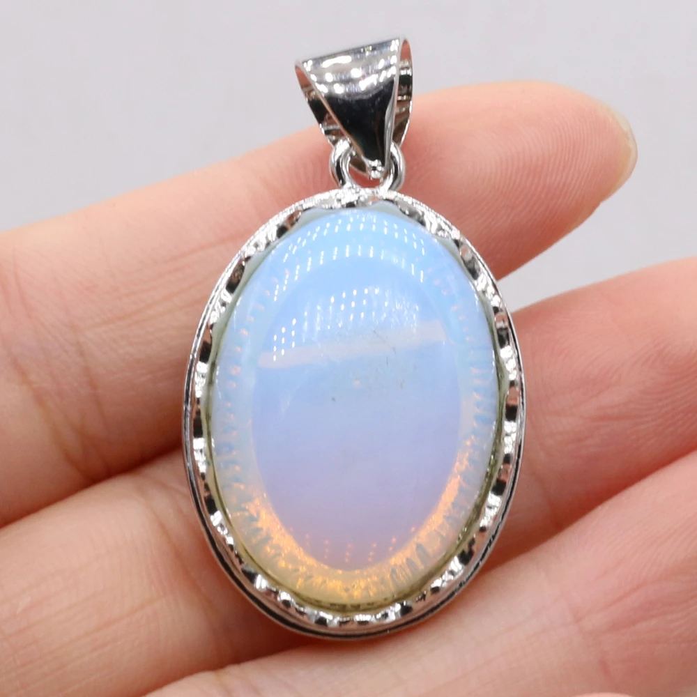 Natural Stone Pendant Egg-Shaped Lace Pendant Rose Quartz/Malachite/Lapis Lazuli/Agates For Jewelry Making DIY Necklace Earrings