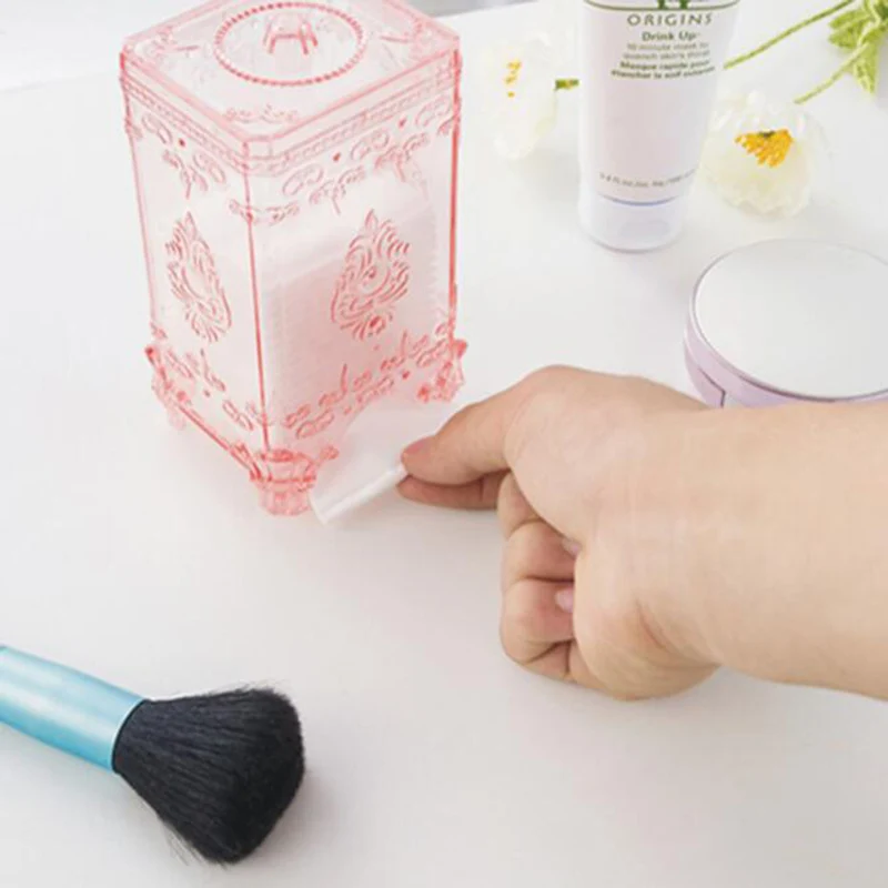 Прозрачный органайзер для хранения ватных дисков круглый в европейском стиле