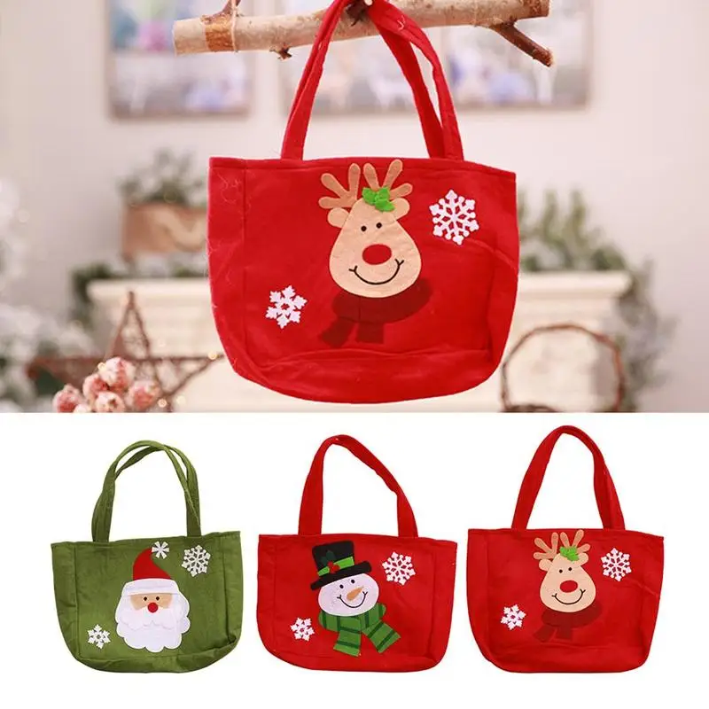 

Candy Gift Bags Cute Santa Claus Snowman Tpye Party Handbag Cookie Packaging Bags Christmas Candy Burlap Bags Storage Bag