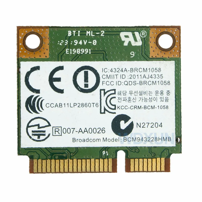 BCM 943228 HMB BCM 943228   802.11a/b/g/n 미니 pci-e Wifi 카드 300Mbps 2.4Ghz 5Ghz 무선 Bluetooth 4.0 어댑터 DELL ASUS ACER