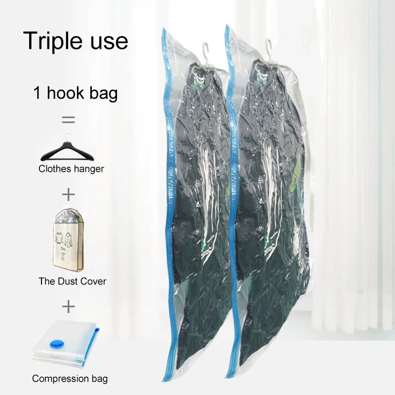 

2Pcs/Set Clothes Storage Vacuum Compression Bag Transparent Large Thick Down Jacket Pumping Clothes Sorting Wardrobe Compresse
