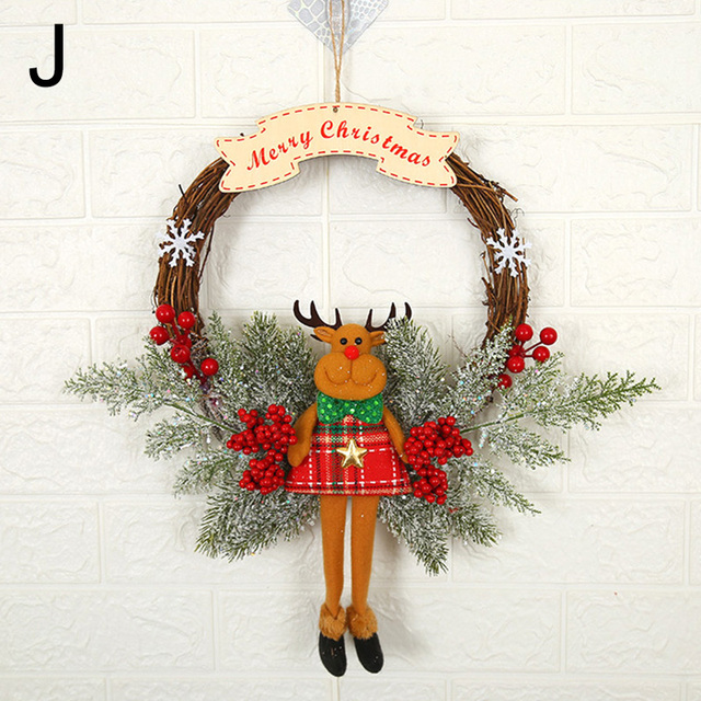 Wreath With Bow Door Hanging Rattan Ornament Garland Xmas Wall Window Wedding Decorations Home Decor Leaves