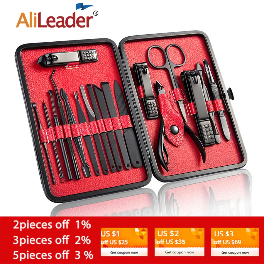 

Alileader wholesale Professional Carbon Steel Nail Clipper Kit Pedicure Scissors Tweezer Knife Ear Pick Manicure Trimmer