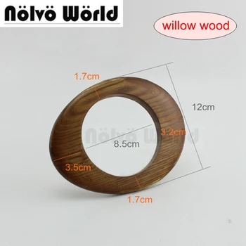 

4-10 pieces,15.2X12cm NEW Style Natural Willow Solid Wood,Customize Manufacture bags purse Oval Willow wood handle crafts
