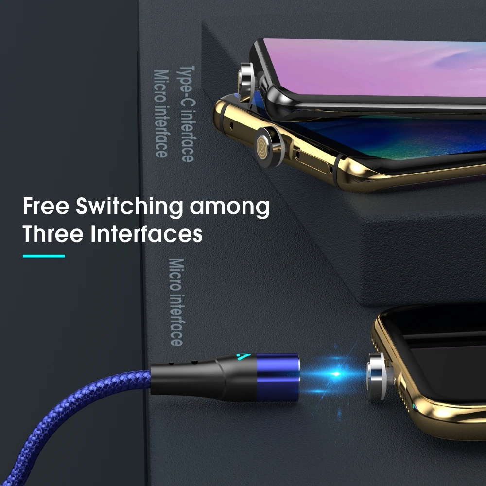 Магнитный кабель Vothoon для быстрой зарядки Micro USB Type C iPhone Samsung провод передачи