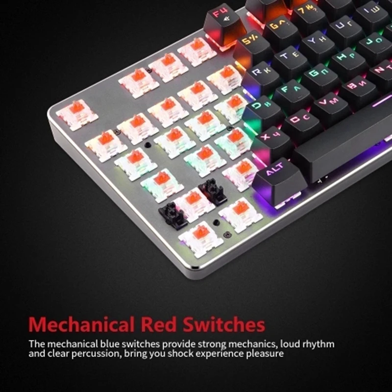 MOTOSPEED K73 смешанные светильник механическая клавиатура с RGB пользовательские светильник эффект 104 клавиши игровая клавиатура на русском и английском языках клавиатура для ноутбука