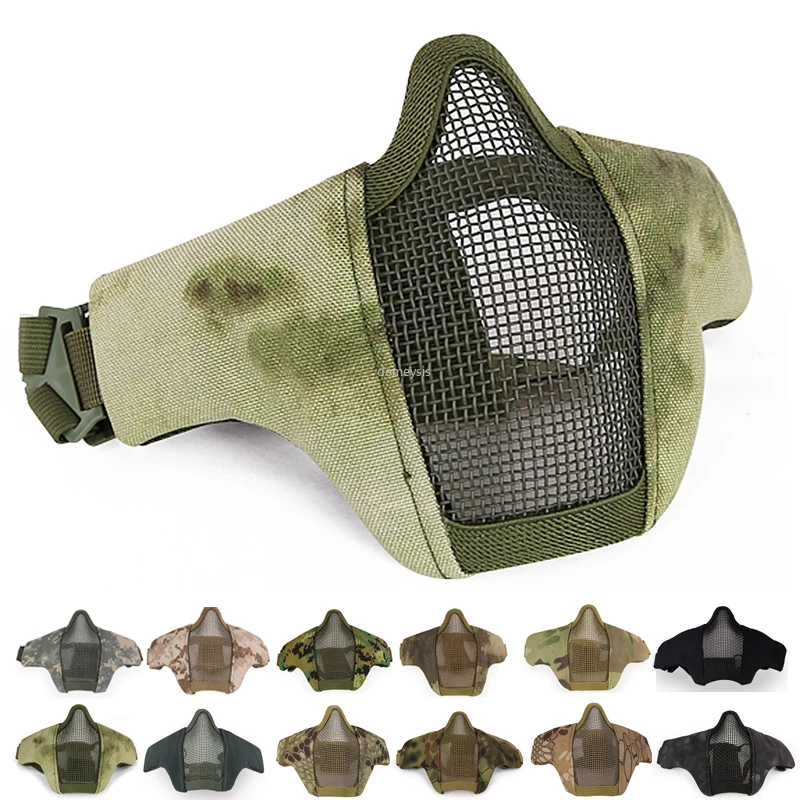 Военная маска для лица для страйкбола, дышащая маска из низкоуглеродистой стали, сетчатая защитная маска для стрельбы, пейнтбола, армейская тактическая полумаска для лица|Пейнтбольные аксессуары| | АлиЭкспресс
