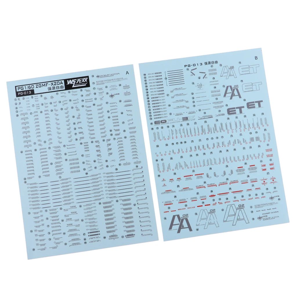 1Pc 17 x 12cm Water Slide Paper Decal Sticker for For Bandai PG 1/60 Gundam Model DIY Accessory