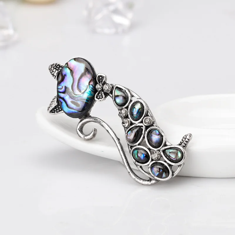 Новинка, винтажная натуральная ракушка Abalone, Милая брошь булавка в виде животного для Гира, женская модная бутоньерка, шелковый шарф, ювелирные изделия, аксессуары