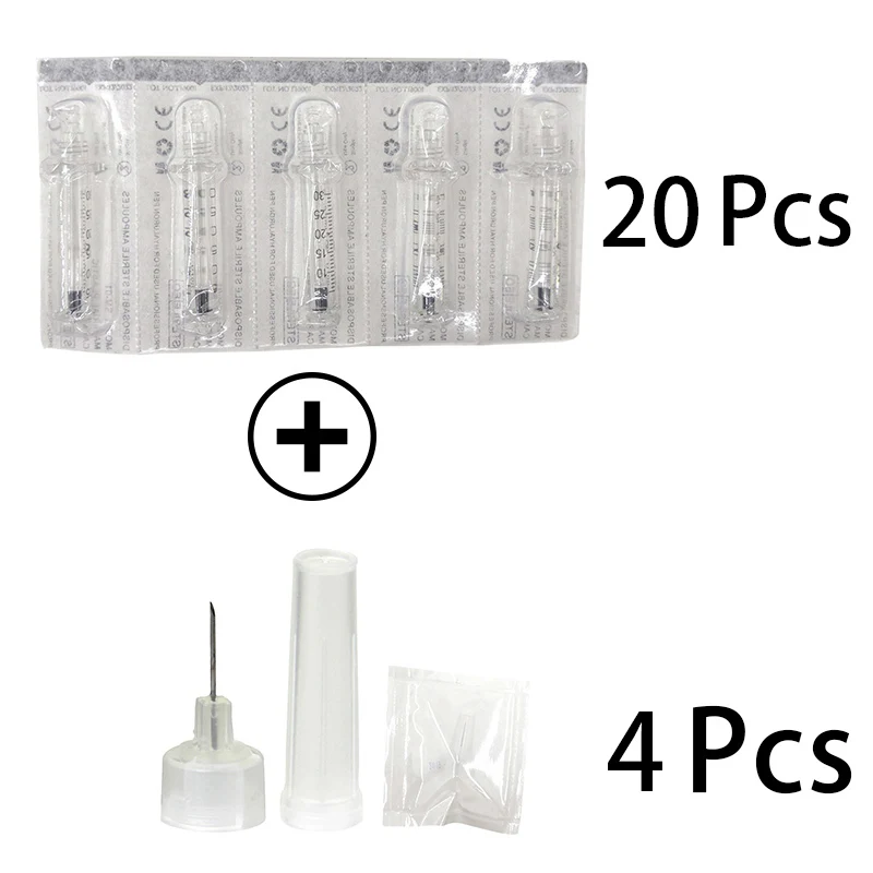 20 syringe 4 needle Розовая гиалуроническая ручка, пистолеты с гиалуроновой кислотой, сыворотка без инъекций, ручка для омоложения кожи против морщин, липатомайзер для лифтинга губ - Цвет: 20 syringe 4 needle