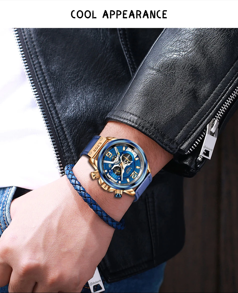 mens leather wrist watch