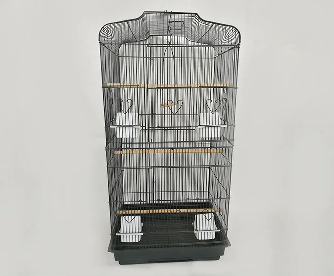 Большое металлическое украшение птица в клетке три слоя попугай myna проволочная клетка птица кровать целомудрия клетка дом для птиц товары для домашних животных - Цвет: black