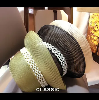 

202005-shi new Pearl chain transparent stripe leisure lady bucket cap women fishermen hat