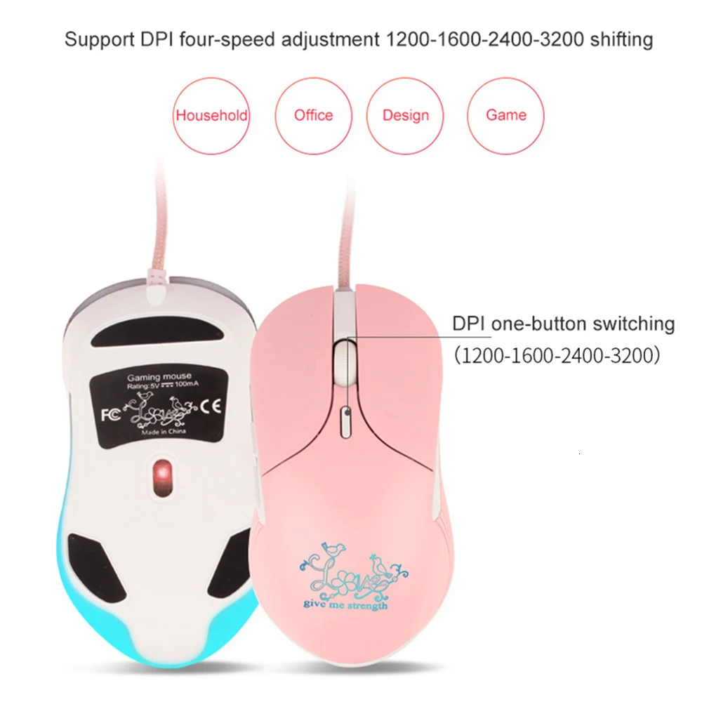 Pink Mouse Wired Gaming Mouse