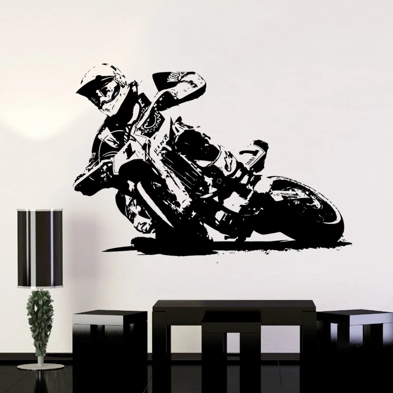 Off-road Motorcycle Racing Sticker Vehicle Motocross Posters Vinyl Wall Decals Decor Mural Autocycle Decal | Дом и сад