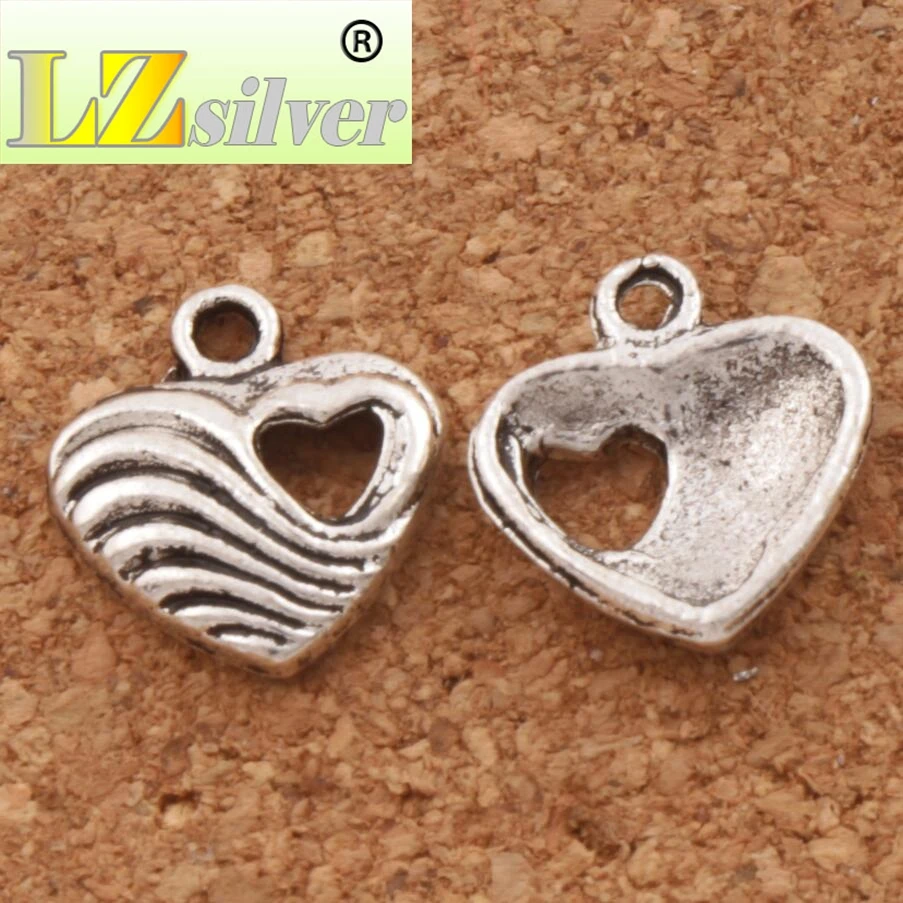 Weaved Heart With Hollow Heart Charm Beads 12.5x13.3mm Spacer 200pcs zinc alloy Pendants Alloy Handmade Jewelry DIY L904