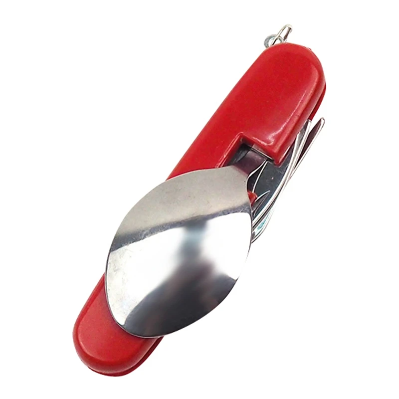 ABUO-Multifunction Outdoor Camping Picnic Tableware Folding Fork With Spoon And Knife Bottle Opener Stainless Steel Cutlery