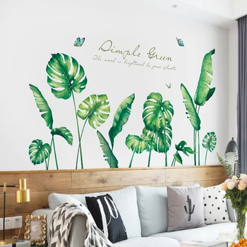 

106*183cm Removable Banana leaf Wall Stickers for Living room Bedroom Self-adhesive Wall Decals Vinyl DIY Wall Murals Home Decor