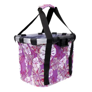 

Bicycle Handle Basket Bag Removable Storage Bag Bicycle Waterproof Carrier Storage + Holder - Purple, 36x26x24cm