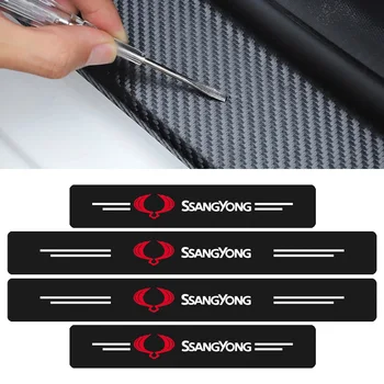 

Carbon Fiber Car Badge Door Threshold Plate Protector Sticker For SsangYong Actyon Turismo Ssang Yong Rodiu Rexton Korando Kyron