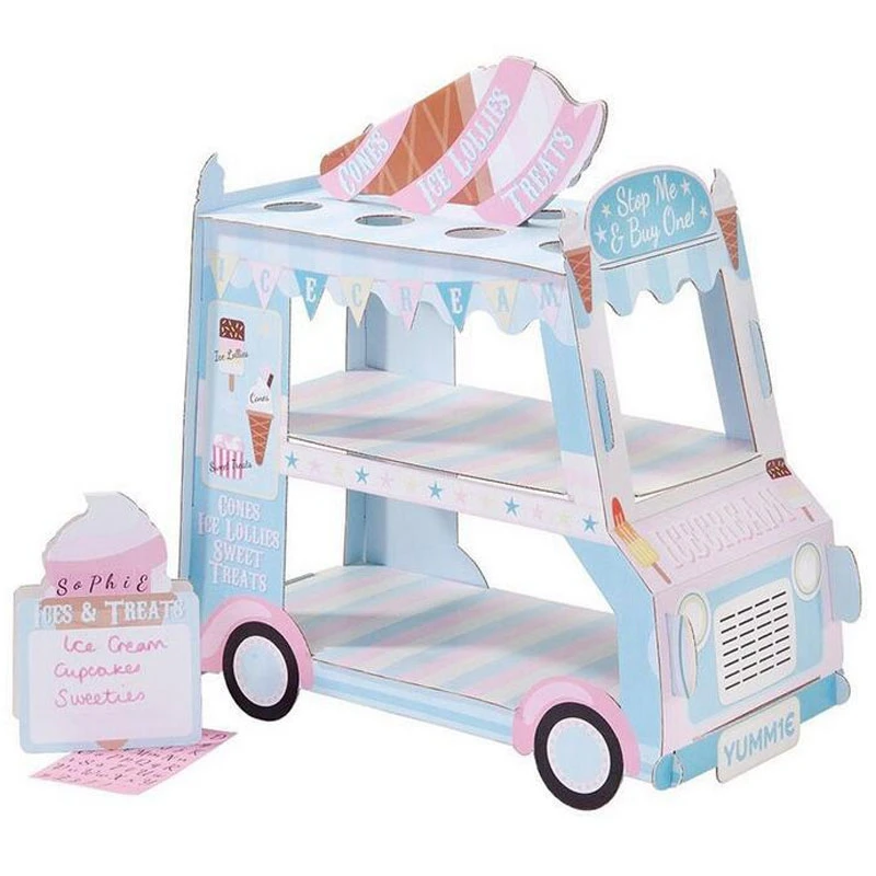 Ice Cream Van Stand Cars Display Stand Cupcakes Event Party Disposable Birthday Decoration Cupcake Sugar Sweets Crafts Display