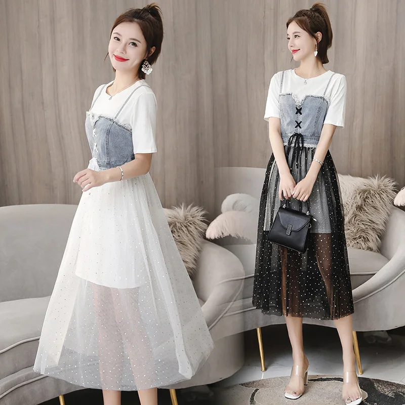 

Computer Cable Lock 2019 New Style Summer Short Sleeve Mesh Skirt Women's Tennis Red Dress Outfit Western Style Two-Piece Set