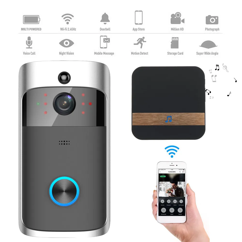 

M4 visual doorbell smart camera WIFI connection for Android iphone ipad APP IRCUT device night vision waterproof WIFI doorbell