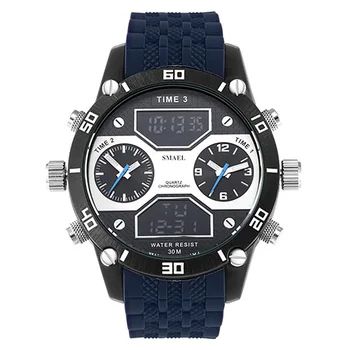 

Smill Smael Watch Outdoor Sports Waterproof Electronic Watch Silicone Strap Alarm Clock Double Time Zone Quartz Watch