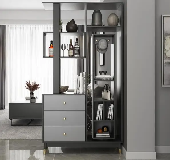 Door screen porch Nordic modern living room wine cabinet small family wall integrated shoe cabinet partition