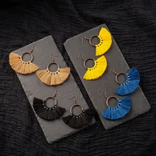 Винтажные висячие серьги с кисточками для женщин, женская мода, массивные этнические богемные серьги в богемном стиле, ювелирные аксессуары