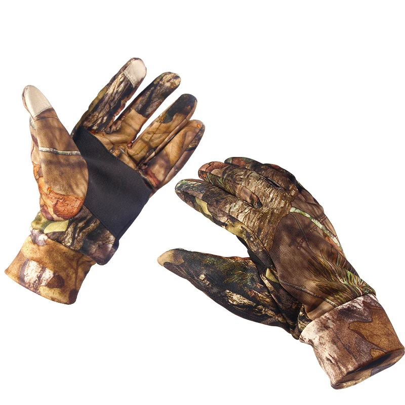 Камуфляжные охотничьи перчатки, полный палец, противоскользящие, прямой сенсорный экран телефона, зимние рыболовные перчатки, Guantes Camuflados Guantes Para Pesca - Цвет: Шоколад
