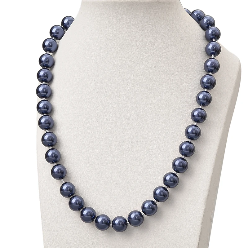

Wholesale 10mm Size For Deep Blue Pearls Beads Making Diy Knotted Imitation Pearls Necklace 18inch Women Ladies Party Gifts H845