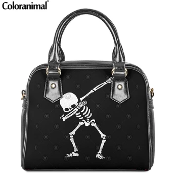 

Coloranimal Women Tote Shoulder Bags Dancing Skull Dabbing Printed High Quatily Luxury PU Leather Hangbags Ladies Crossbody