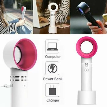 

Mini Portable Handheld Bladeless USB Fan 360 Degree Bladeless Handheld Mini Portable Cooler USB Rechargeable Cooling Fan