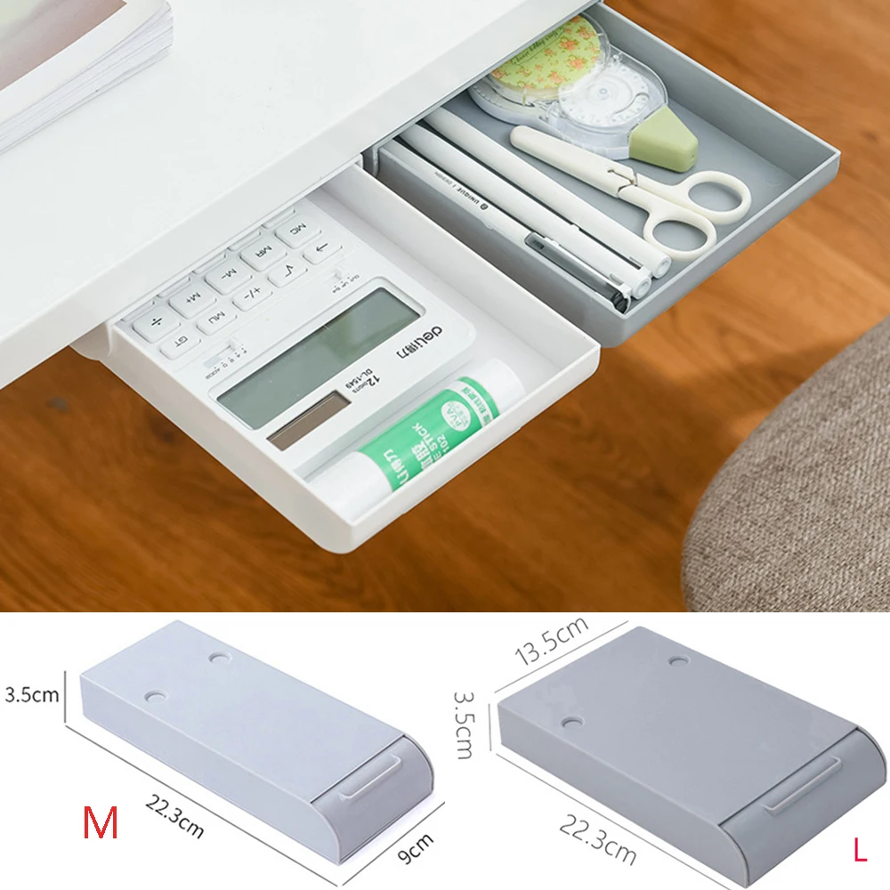 

Creative Hidden Drawer Storage Box Pencil Case Office Desk Organizer Storage Desk Bottom Self-Adhesive Stationery Box