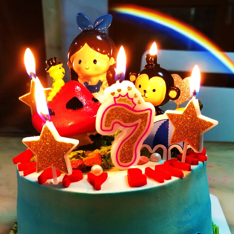 Creative Gold Pink/Blue Birthday Number Candles 0-9 for Kids Adult Girls Boys Birthday Party Candles Supplies Cake Decorations